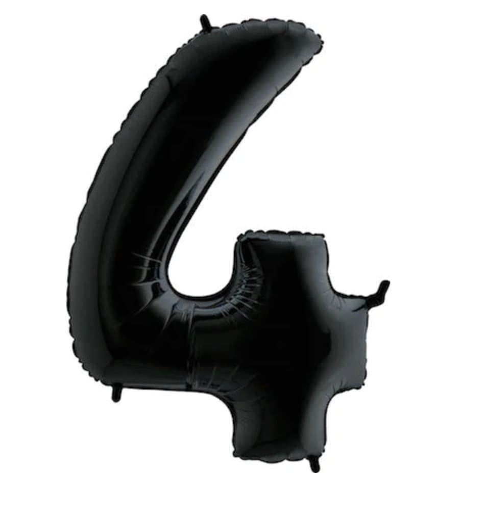 Black 4 Number Balloon, Number 4 Balloon, Black Jumbo 4 Balloon, 4th Birthday Balloon
