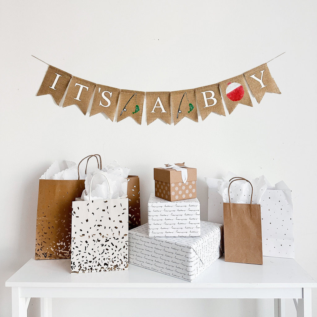 Welcome Baby Fishing Banner for Baby Shower or Gender Reveal Decorations