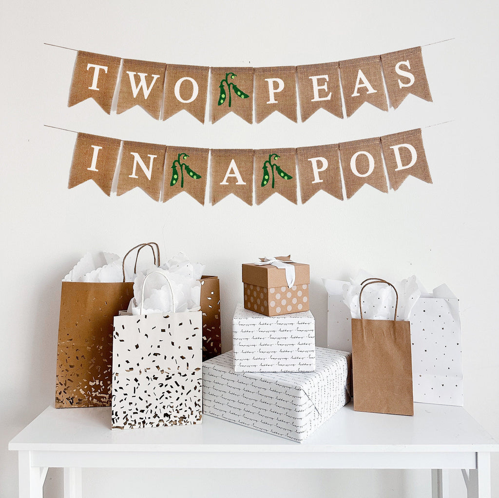 Baby Shower Twins Decor, Two Peas In A Pod Banner