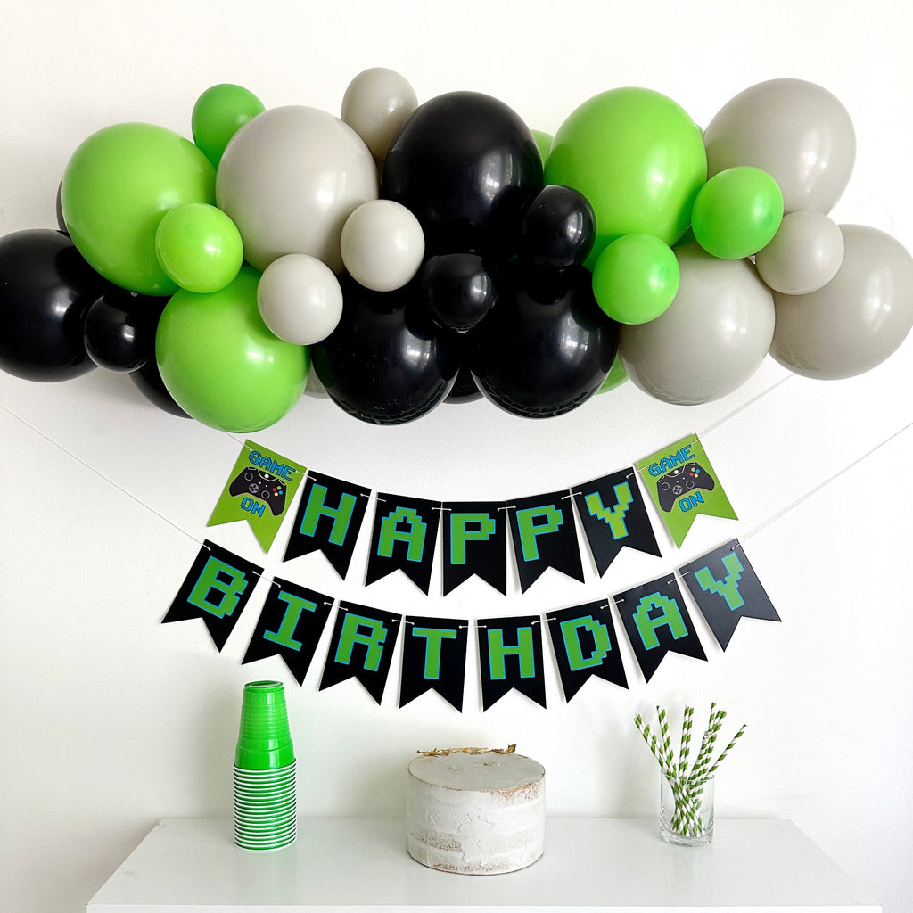 Video Game Birthday Party | Game Controller Balloons | Gamer Themed Birthday Party Decor | Green Party Props | Gamer Party Decor |