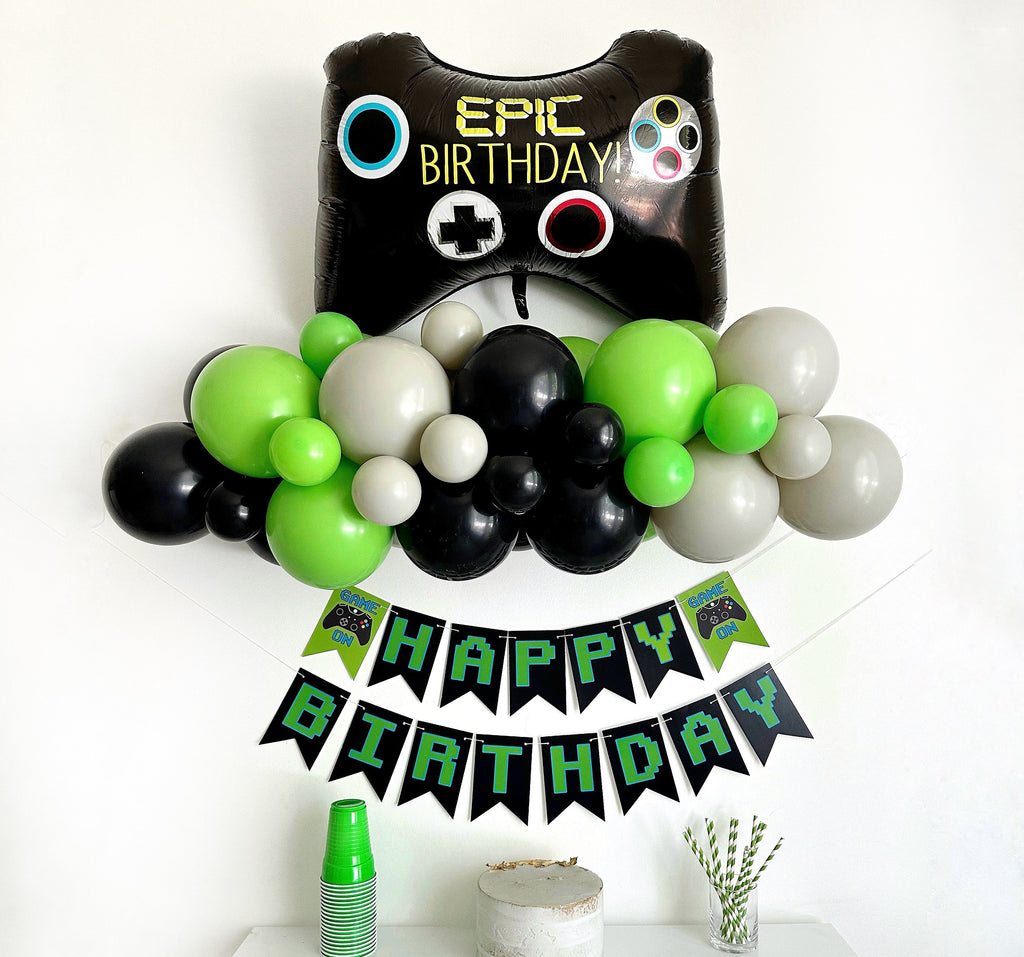 Video Game Birthday Party | Game Controller Balloons | Gamer Themed Birthday Party Decor | Green Party Props | Gamer Party Decor |