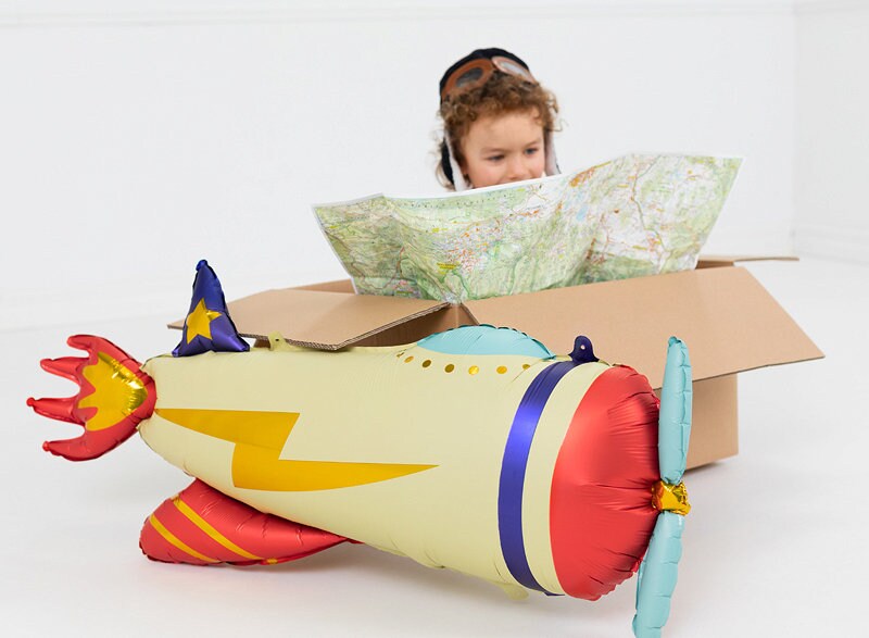 Airplane Birthday Party | Time Flies Party Theme | Retro Aviation Party Decor | Classic Travel Theme Balloon |