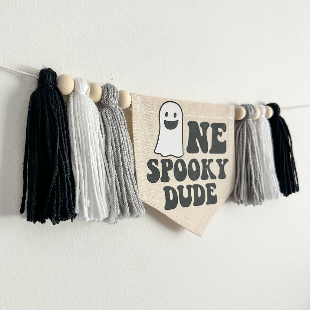 Halloween 1st Birthday Party Decorations | One Spooky Dude First Birthday Tassel Banner