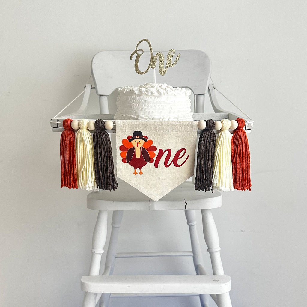 Turkey 1st Birthday Party Decorations | Thanksgiving High Chair Tassel Banner