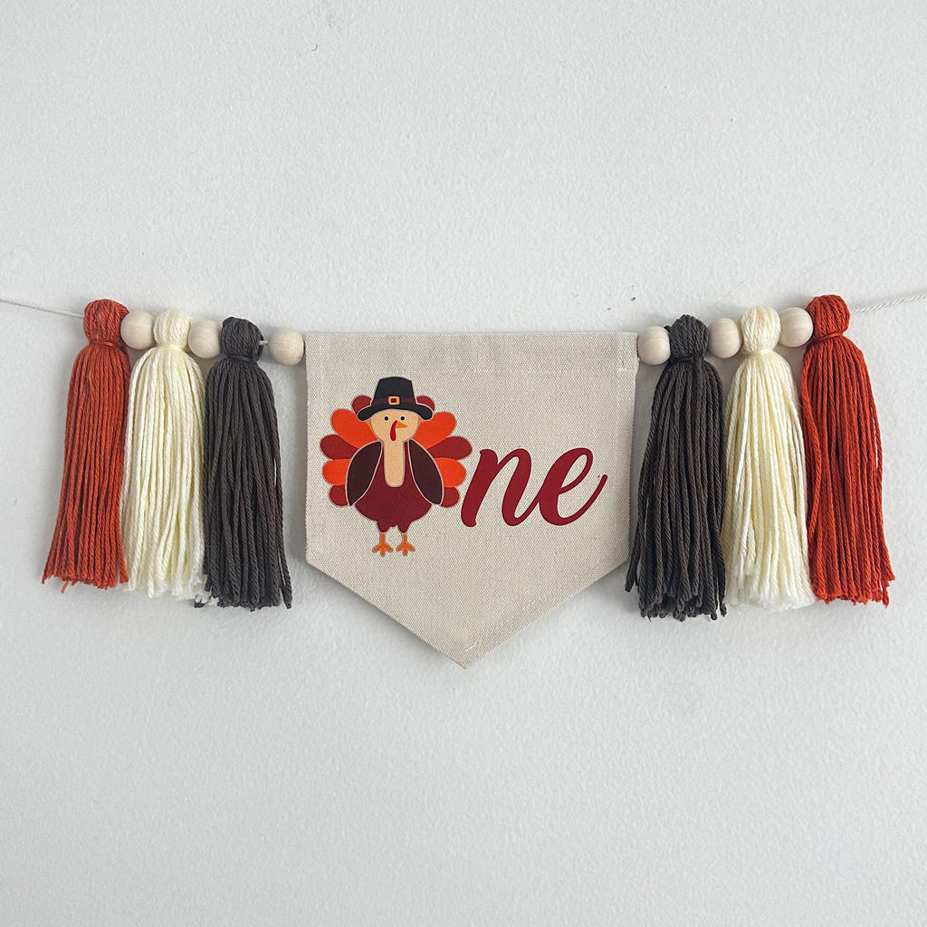 Turkey 1st Birthday Party Decorations | Thanksgiving High Chair Tassel Banner