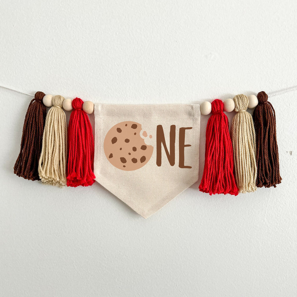Cookie 1st Birthday Party Decorations | Chocolate Chip Cookie High Chair Tassel Banner