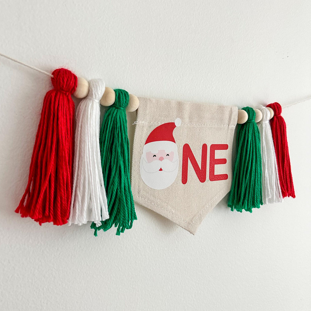 Santa 1st Birthday Party Decorations, Oh What Fun Christmas High Chair Banner, One Holiday First Birthday Party Sign