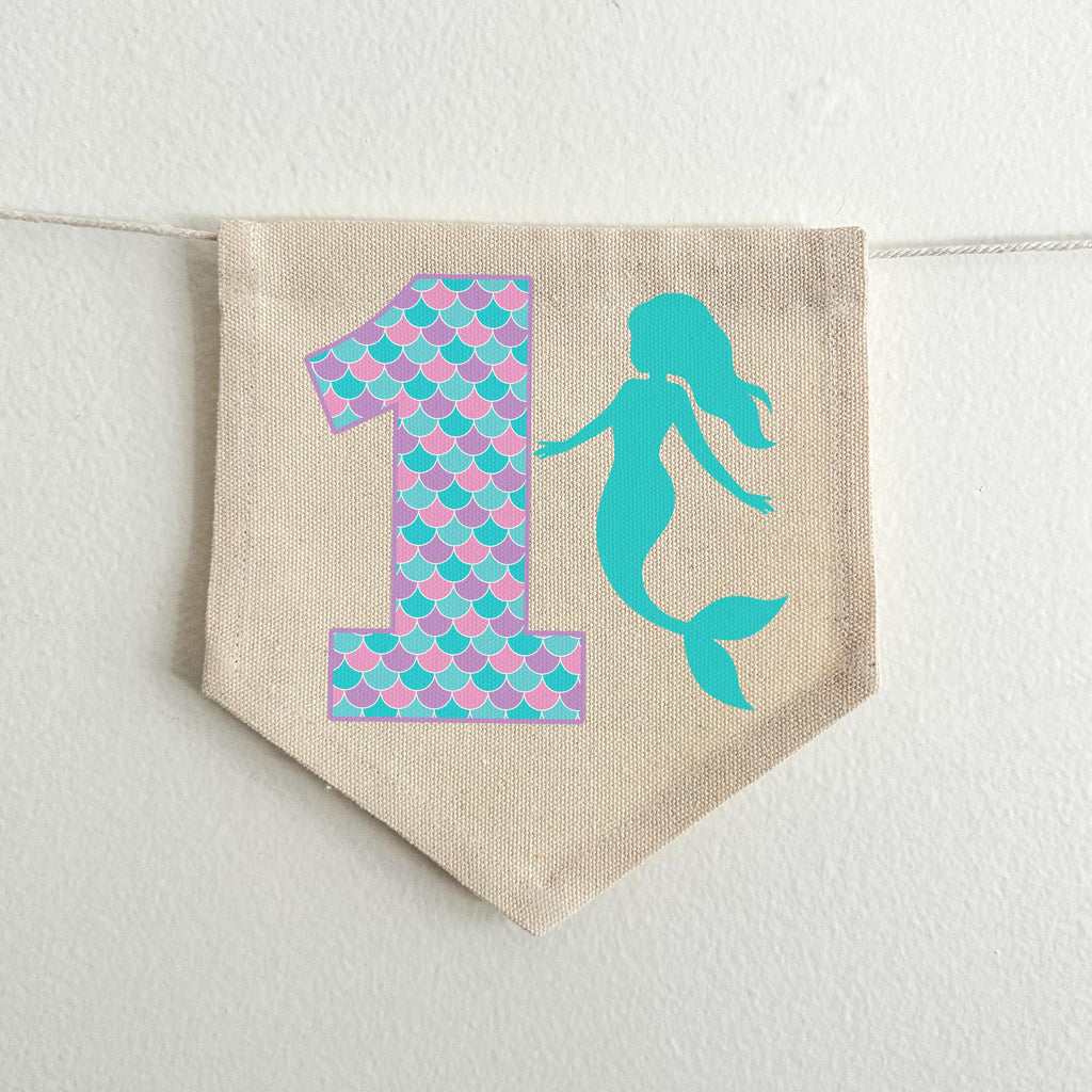 Mermaid 1st Birthday Party Decorations | Under the Sea First Birthday High Chair Banner