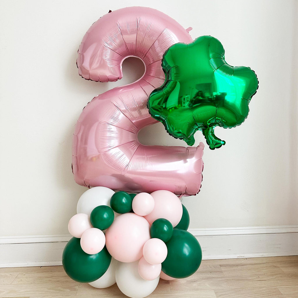 St. Patrick's Day 2nd Birthday Balloon Tower, Green and Pink Second Birthday Decoration, Shamrock 2nd Birthday Party, Celebrate Two