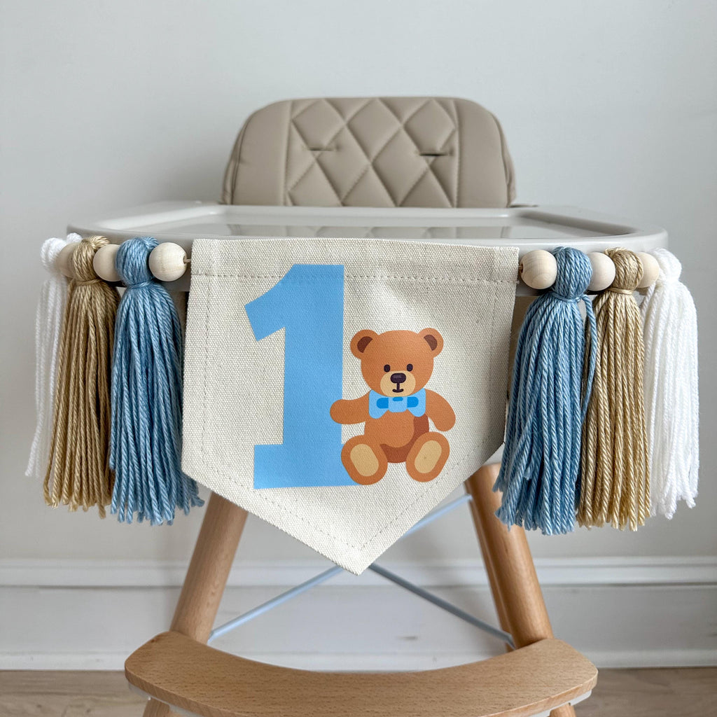 Teddy Bear Birthday Theme, Highchair Banner, Beary 1st Birthday
