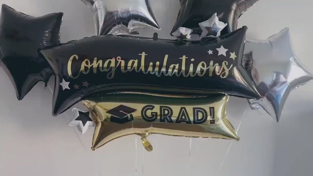 Graduation Balloons, Black and Silver Grad Balloon, Grad Party Balloons, Graduation Picture Balloons, Congratulations Grad Decor, Grad Party