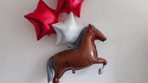 Horse and Stars Balloons Set, Foil Horse Balloon, Foil Star Balloon, Birthday Party Decorations, Cowgirl Decorations, Kentucky Derby Decor