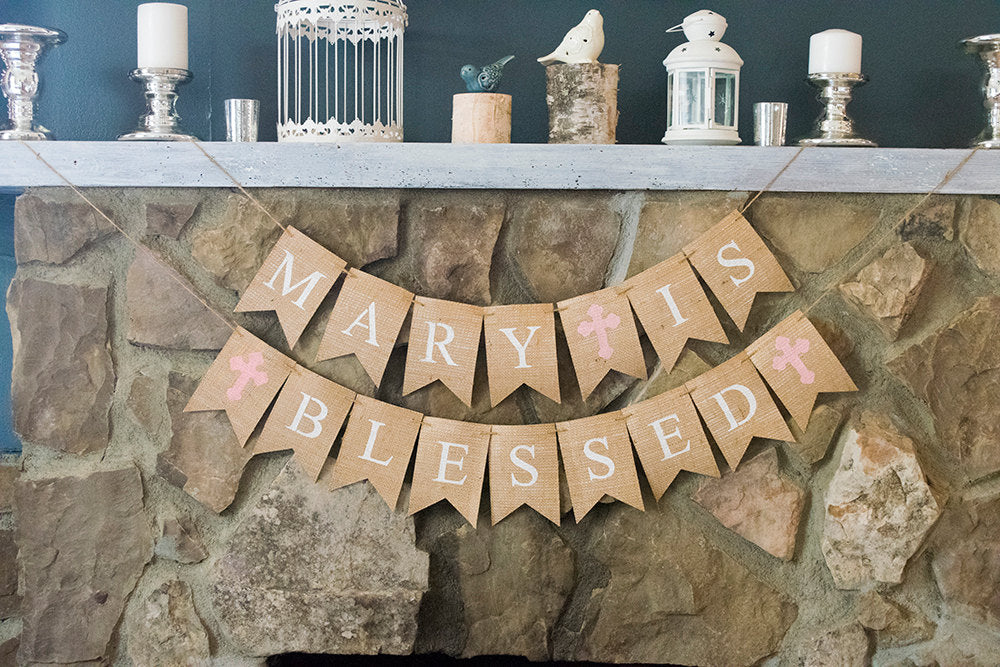 1st Communion Banner, Confirmation Sign, Personalized Baptism Banner, First Communion Garland, Religious Bunting, B003