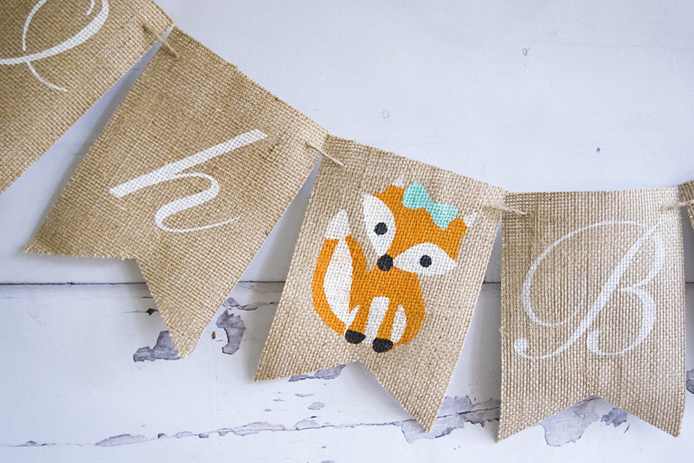 Woodland Baby Shower Decor, Fox Baby Shower Decor, Girly Fox Baby Shower Banner, Gender Reveal Banner, Oh Baby Banner, B1075