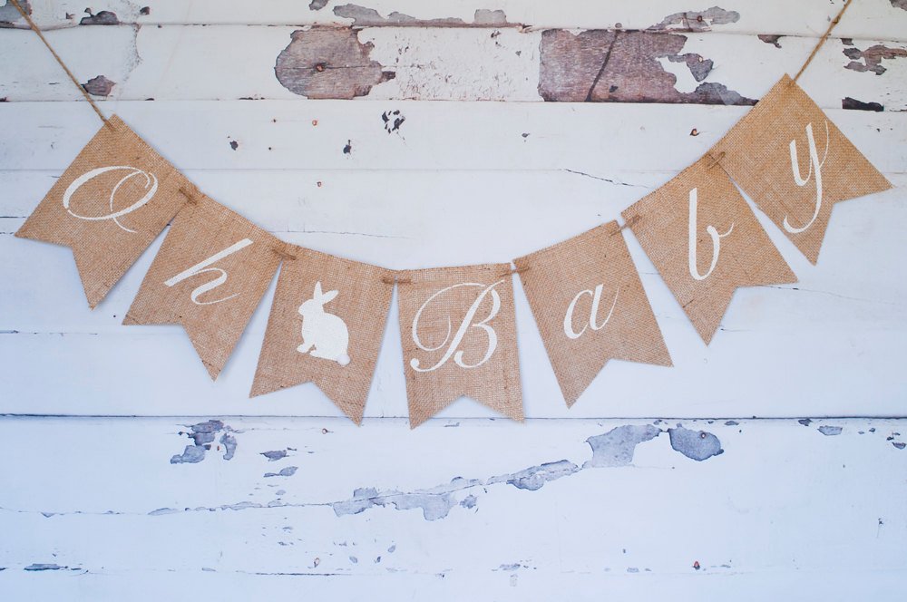 Easter Baby Shower Decoration, Easter Gender Reveal Banner, Oh Baby Banner, Easter Baby Shower Banner, B188