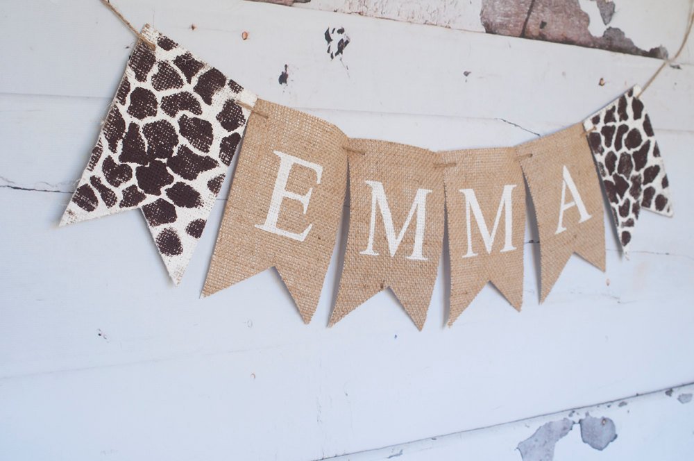 Custom Safari Giraffe Banner, Personalized Giraffe Nursery Decor, Giraffe Baby Shower Banner, Jungle Party Decoration, B403