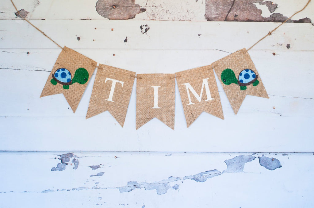 Custom Turtle Banner, Sea Turtle Nursery Decor, Turtle Baby Shower Banner, Turtle Banner, Custom Name Banner, Turtle Party Decoration, B404