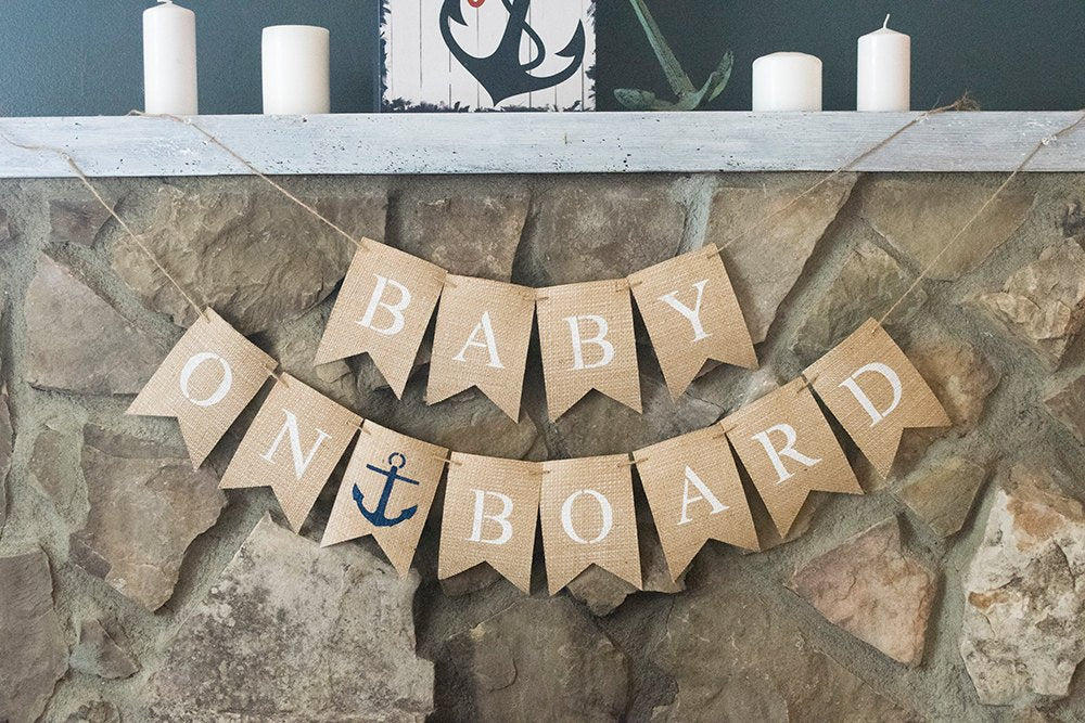 Baby On Board Banner, Nautical Baby Banner, Nautical Baby Shower Banner, Nautical Navy Banner, New Baby Banners, Sailor Baby Banners, B447
