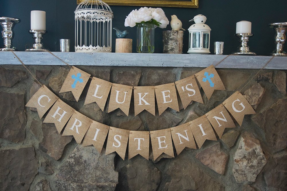 Christening Banner, Personalized Baptism Banner, Confirmation Banner, First Communion Garland, Religious Bunting, B466