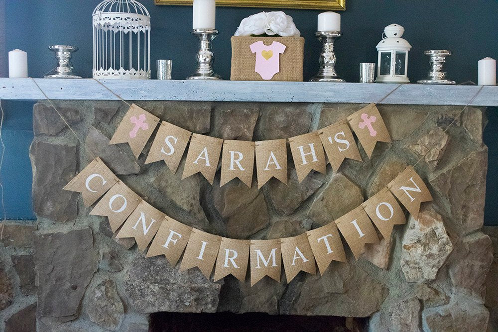Personalized Girl Confirmation Banner, Customized Religious Celebration Banner, Christian Confirmation Decor, Confirmation Decorations, B482