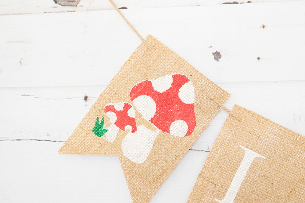 Woodland Party Decor, Custom Bunny Banner, Woodland Baby Shower Decoration, Woodland Nursery Decor,  Toadstool Decor, B573