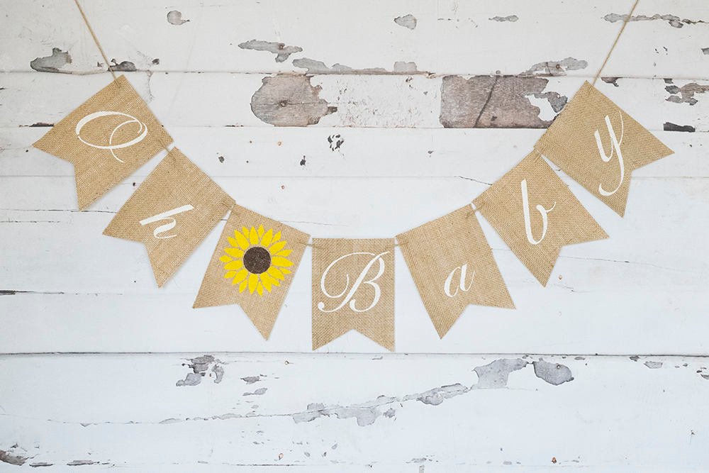 Summer Baby Shower Banner, Sunflower Gender Reveal Banner, Oh Baby Banner, Summer Baby Shower Decor, B1073