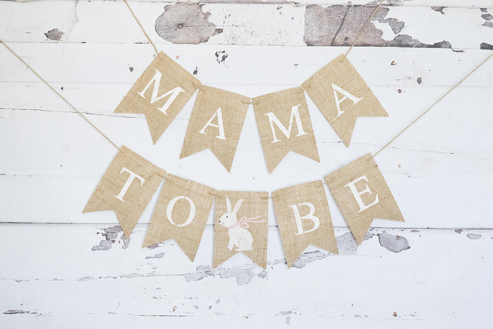 Easter Baby Shower Decor, Bunny Baby Shower Banner, Mama to Be Garland, Parents To Be, Mommy To Be, Burlap Banner, B610