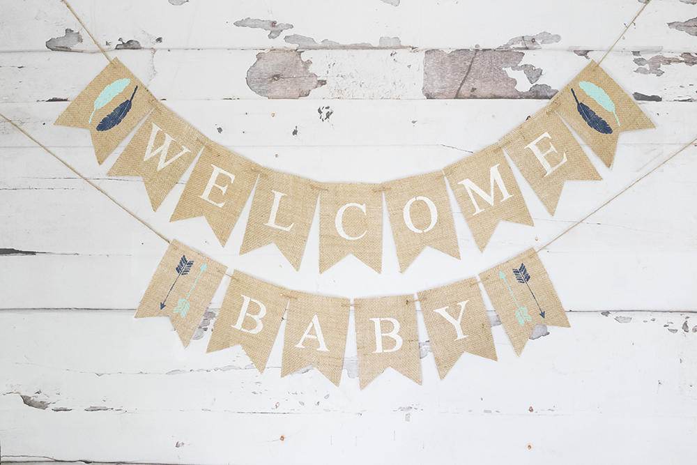Tribal Baby Shower Decor, Tribal Welcome Baby Banner, Arrows and Feathers Baby Shower Garland, Boho Shower Garland, B619