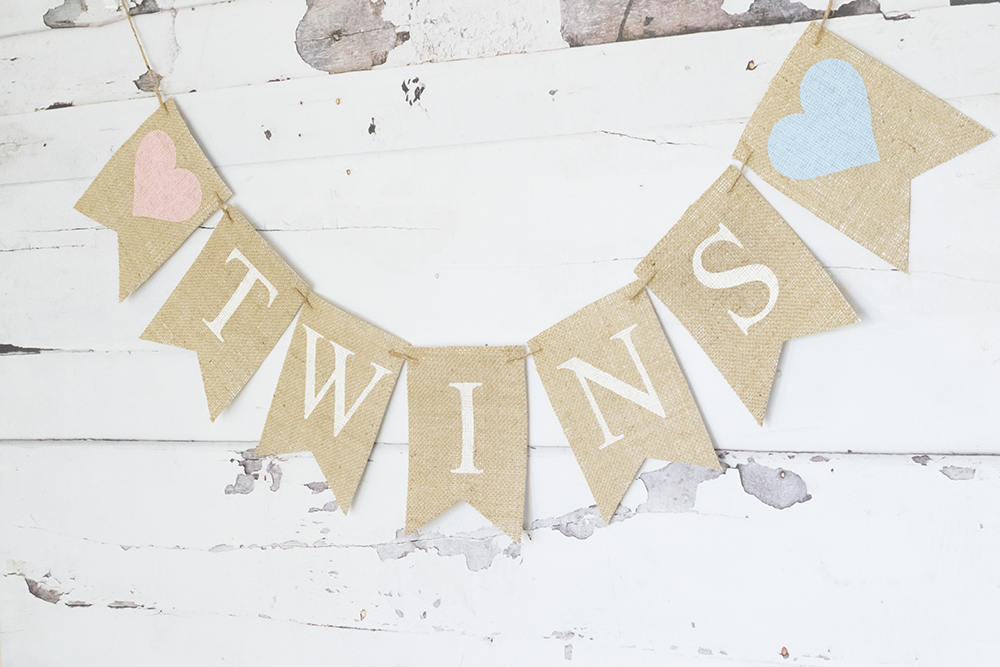 Twins Banner, Twins Baby Shower Decor, Baby Shower Decoration, Twins Nursery Decor, B643