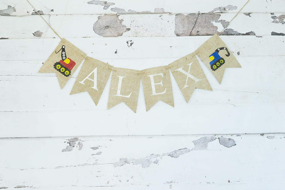 Construction Birthday Party Decor, Construction Party Name Banner, Personalized Under Construction Sign, Dump Truck Garland, B787