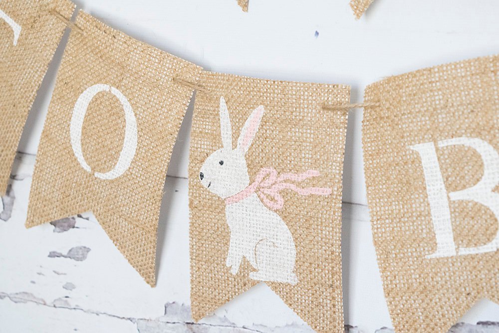 Easter Baby Shower Decor, Bunny Baby Shower Banner, Mama to Be Garland, Parents To Be, Mommy To Be, Burlap Banner, B610