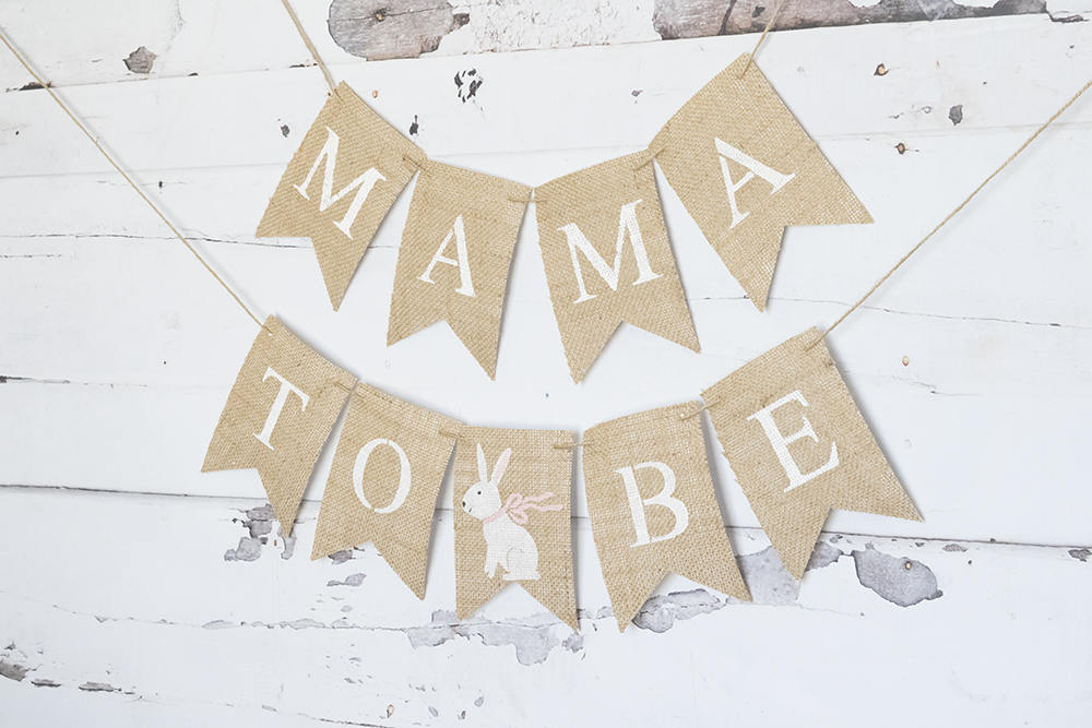 Easter Baby Shower Decor, Bunny Baby Shower Banner, Mama to Be Garland, Parents To Be, Mommy To Be, Burlap Banner, B610