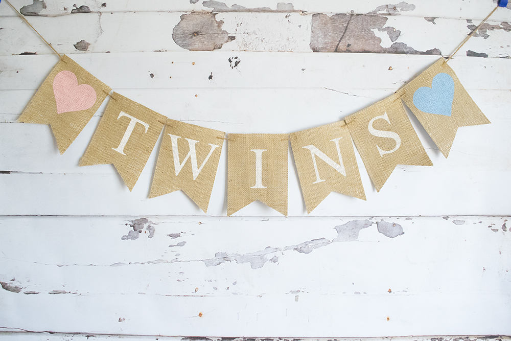 Twins Banner, Twins Baby Shower Decor, Baby Shower Decoration, Twins Nursery Decor, B643