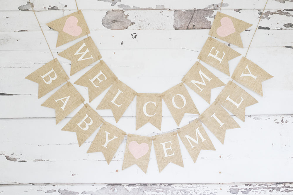 Baby Shower Decor, Welcome Baby Banner, Baby Shower Decor, Pink Baby Shower Decoration, Personalized Baby Girl Baby Shower Garland, B913