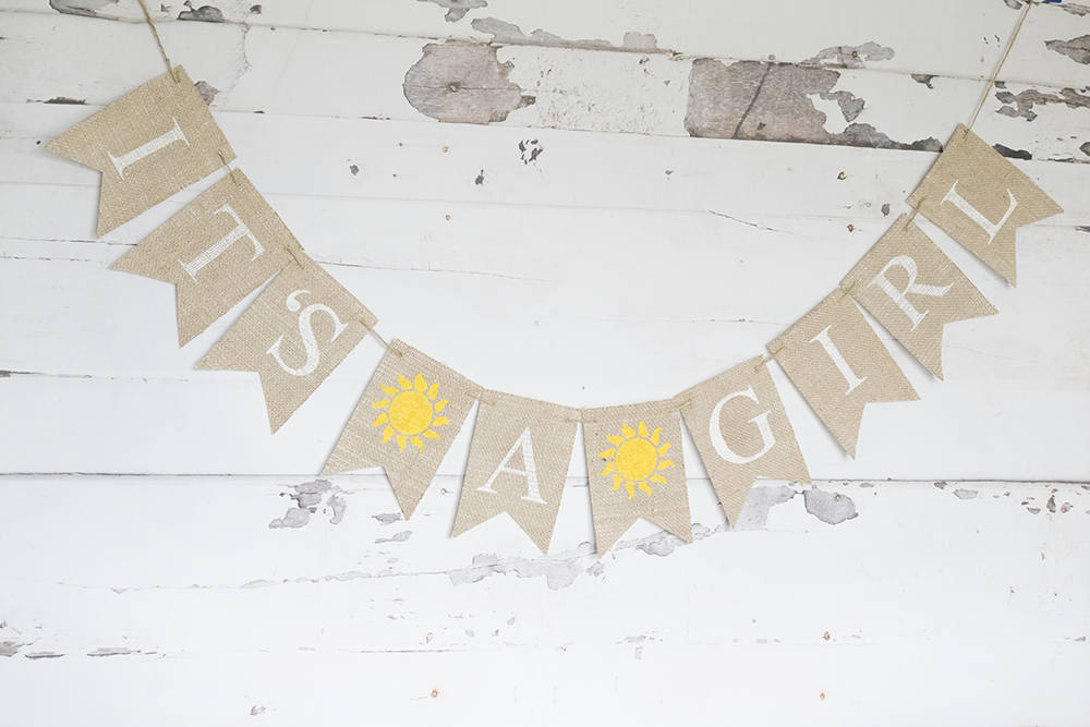 Summer Baby Shower Decor, Sunshine Baby Shower Banner, Summer It's A Girl Banner, Sun Baby Shower Decor, Gender Reveal Banner, B699