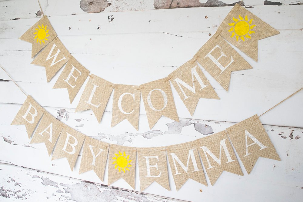Summer Baby Shower Decor, Sunshine Baby Shower Banner, Welcome Baby Banner,  Custom Baby Shower Decorations, Sun Shower Decor, B703