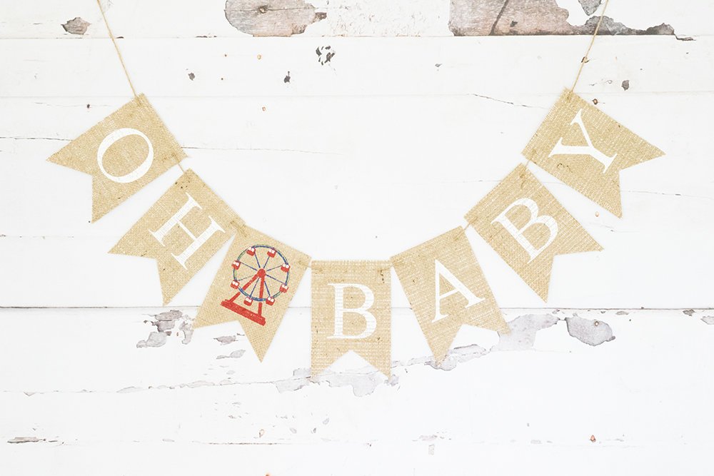 Carnival Baby Shower Banner, Ferris Wheel Baby Shower Decoration, Carnival Oh Baby Party Banner, Circus Baby Shower Garland, B849