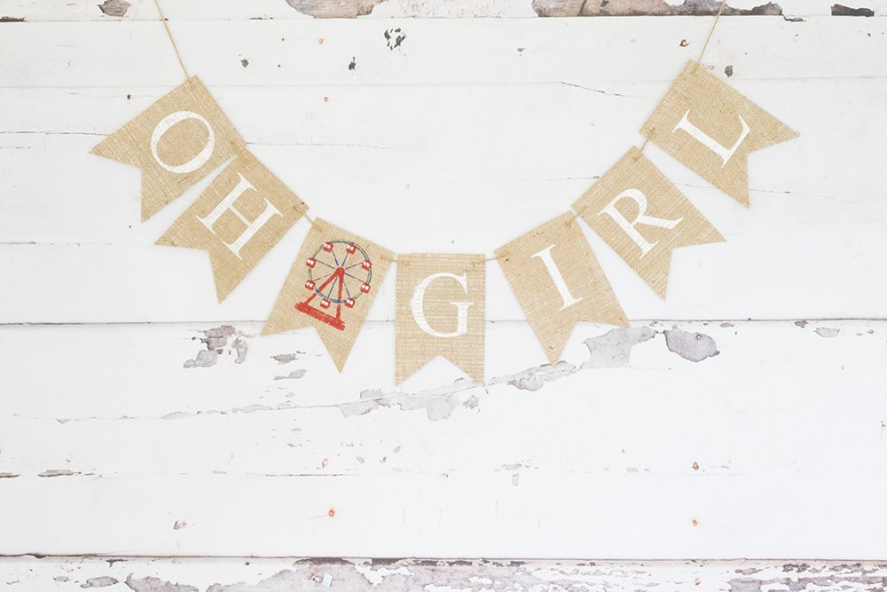 Carnival Baby Shower Banner, Ferris Wheel Baby Shower Decoration, Carnival Oh Girl Banner, Circus Oh Girl Garland, B850