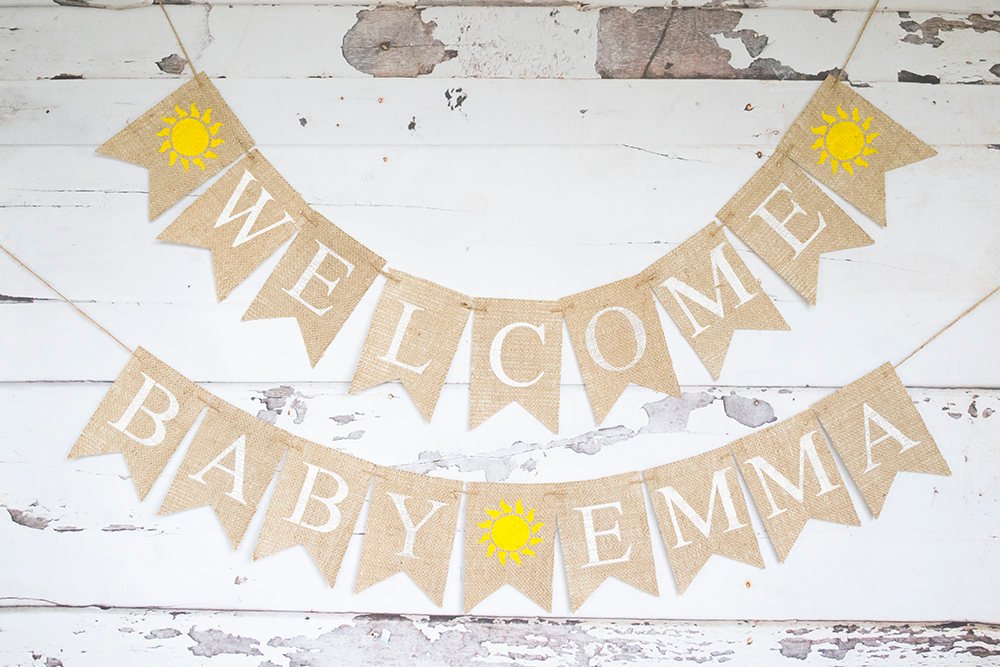 Summer Baby Shower Decor, Sunshine Baby Shower Banner, Welcome Baby Banner,  Custom Baby Shower Decorations, Sun Shower Decor, B703