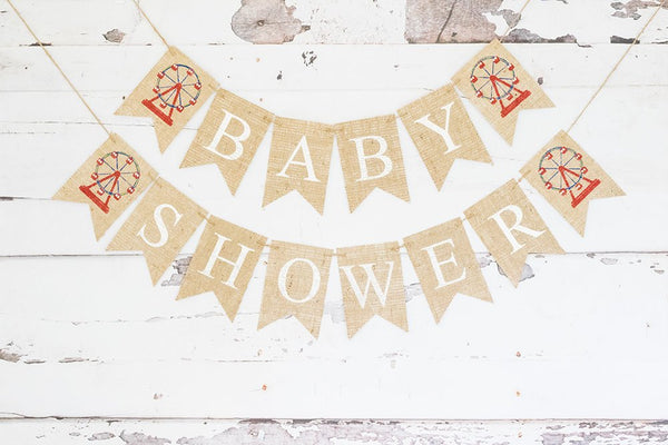 Carnival Baby Shower Banner, Ferris Wheel Baby Shower Decoration, Carnival Themed Shower Party, Circus Baby Shower Garland, B848