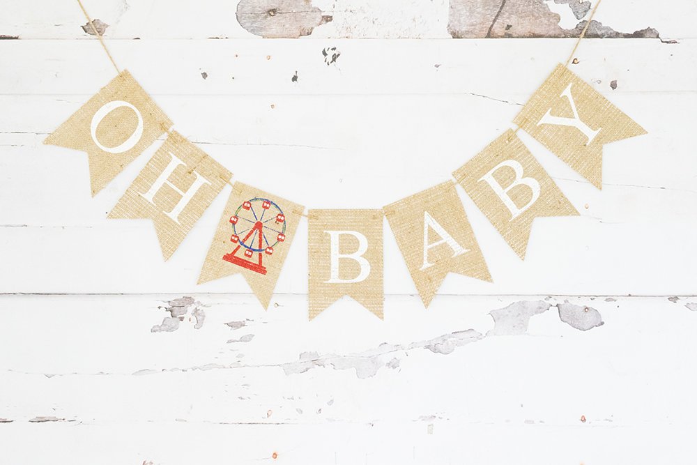 Carnival Baby Shower Banner, Ferris Wheel Baby Shower Decoration, Carnival Oh Baby Party Banner, Circus Baby Shower Garland, B849