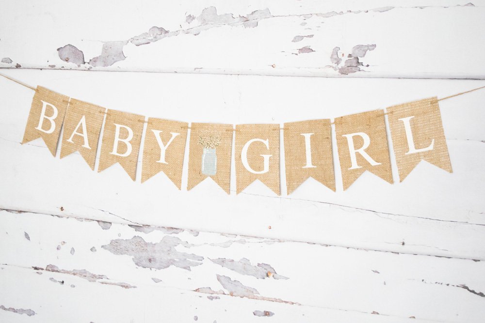 Baby Girl Shower Decor, Baby Girl Banner, Girl Baby Shower Banner, Backyard Burlap Baby Shower Banner, B970