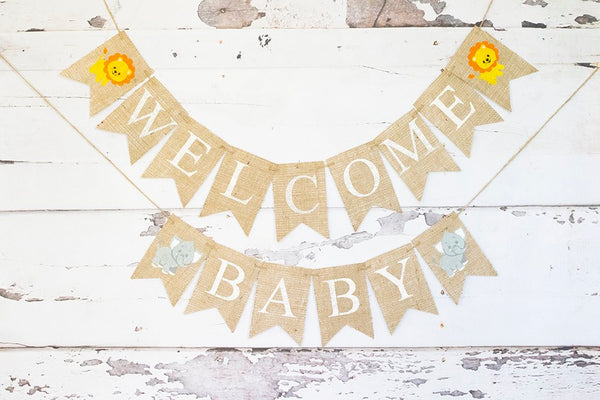 Safari Baby Shower Decor, Jungle Baby Shower Banner, Safari Nursery Decor, Safari Welcome Baby Banner, Safari Birth Announcement, B796