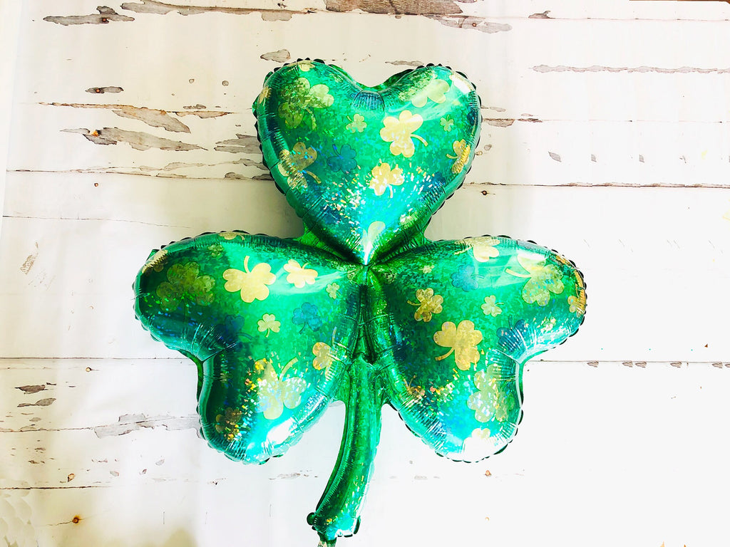 Large St. Patrick's Day Balloons | St. Patrick's Day Party Decor | 3 Leaf Clover and Rainbow Balloon | Shamrock Balloon | Rainbow Balloon