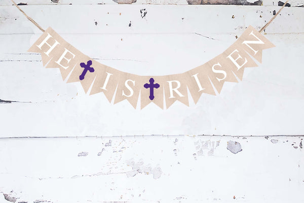 Easter Religious Decor, He Is Risen Banner, Easter Decorations, Cardstock Banner, Happy Easter