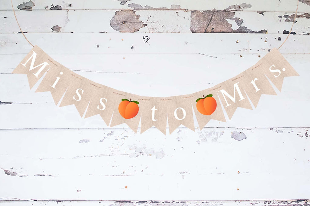 Peach Miss to Mrs Banner for Bridal Shower or Bachelorette Party Decor, Spring or Summer Bridal Shower, Miss to Mrs Sign