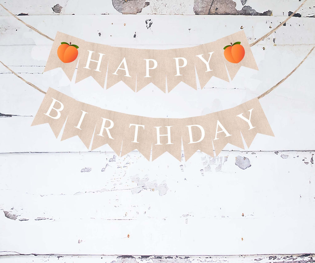 Peach Happy Birthday Banner, Spring Flower or Summer Birthday Party Decor, Fruit Birthday Party Decor, Peach Banner, Fruit Party