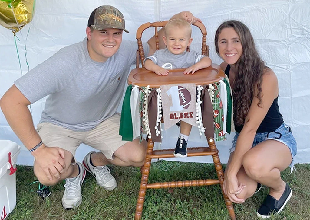 Football First Birthday Decor, Personalized Football Party Banner, Football Banner, Football Highchair Banner, First Birthday Party, HC072
