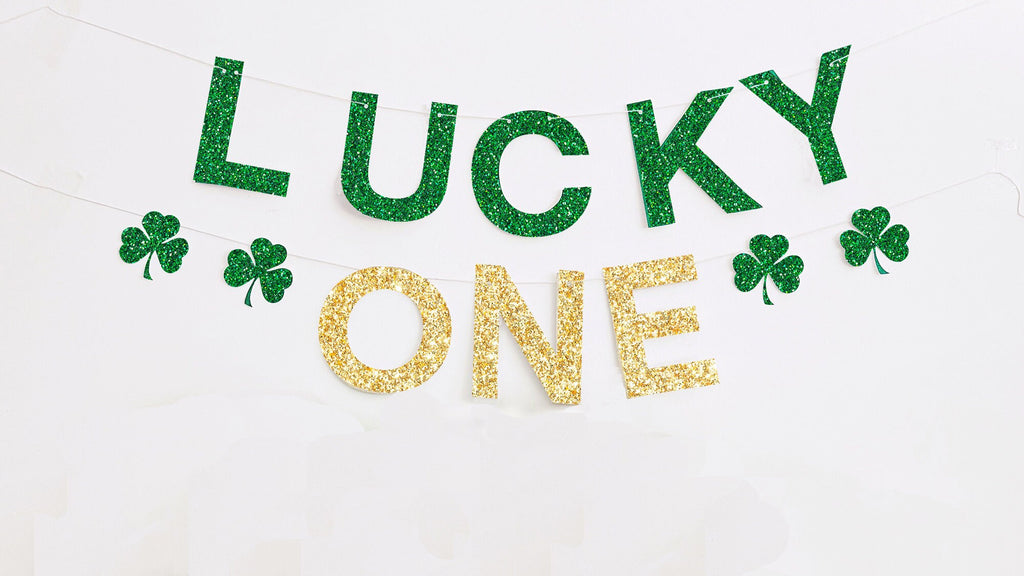 Lucky One Glitter Banner, St Patrick's Day 1st Birthday, First Birthday Banner, St Patrick's Day Decorations, LB007