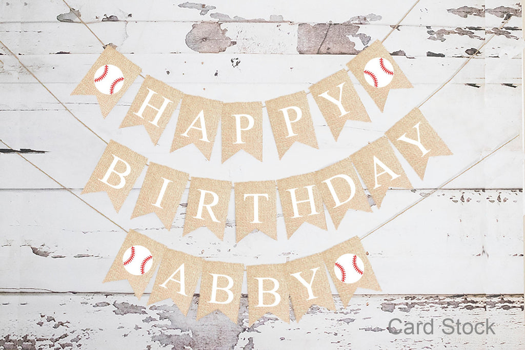 Personalized Happy Birthday Baseball Banner, Card Stock Banner, Sports Birthday Party Decorations, Baseball Birthday Party, PB018